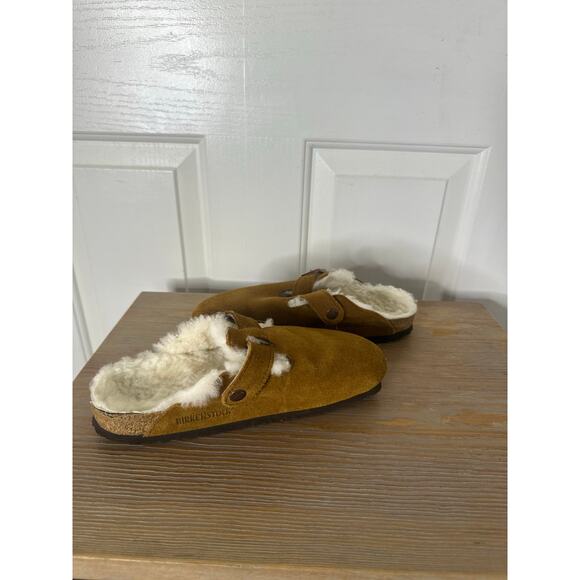 Birkenstock Clogs Size 37 Boston Slip On Suede Shearling Comfort Shoes - Picture 9 of 10